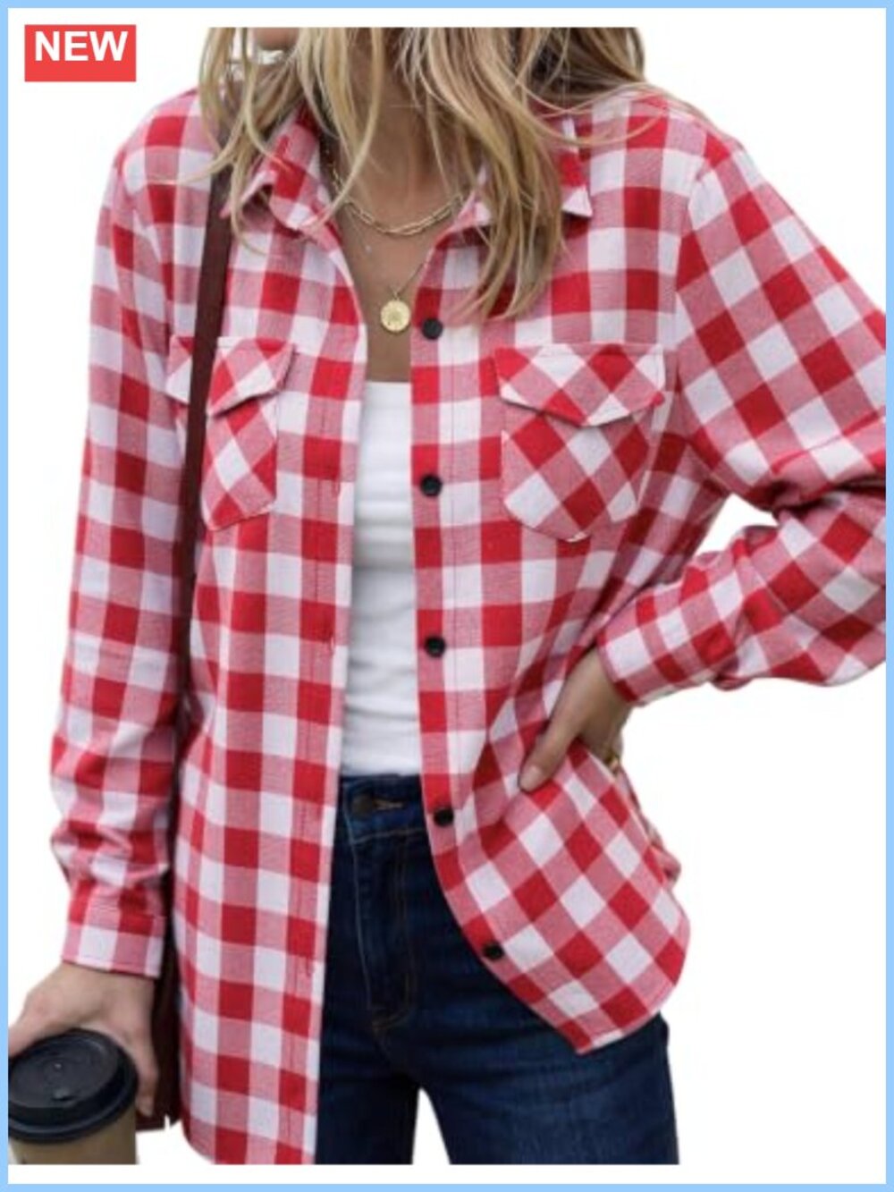 Zeagoo Womens Plaid Flannel Shirt Long Sleeve Button Down Top